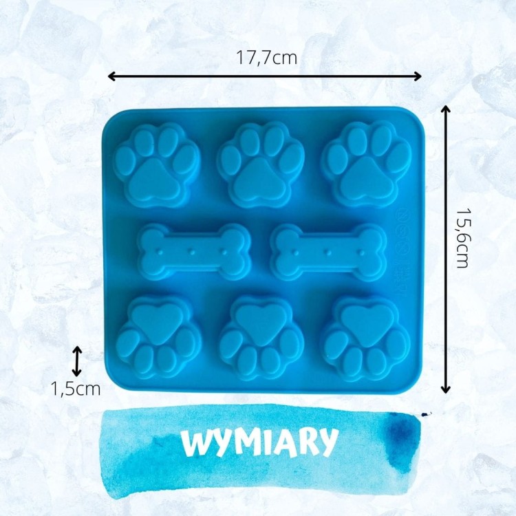 silikonowa foremka łapki do lodu, czekoladek wypieków wymiary blue.jpg