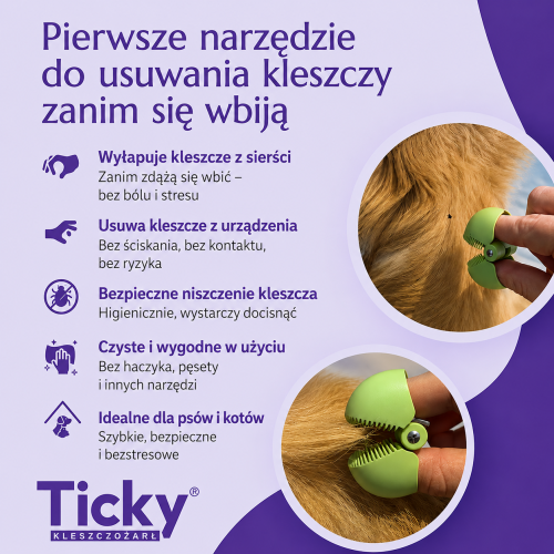 Ticky® Kleszczożarł – usuwacz kleszczy 3w1 dla psa i kota wyłapuje kleszcze, usuwa wbite kleszcze, niszczy kleszcze.png