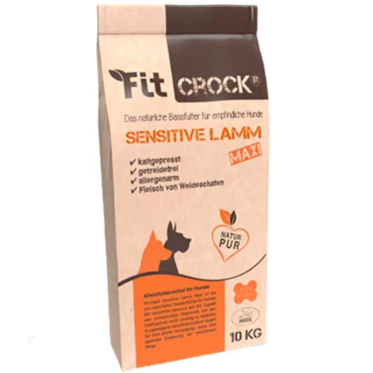 Fit-Crock Sensitive Maxi 10 kg- naturalna karma tłoczona na zimno z jagnięciną dla szczeniąt i młodych psów.jpg