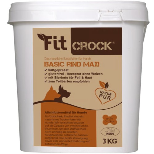 Fit-Crock Basic Wołowina Maxi 3 kg - naturalna karma tłoczona na zimno z jagnięciną dla szczeniąt i młodych psów.jpg