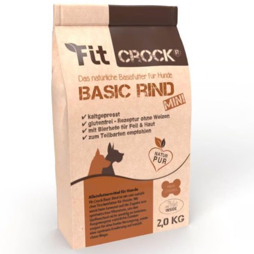 Fit-Crock Basic Wołowina Mini 2 kg - naturalna karma tłoczona na zimno z jagnięciną dla szczeniąt i młodych psów.jpg