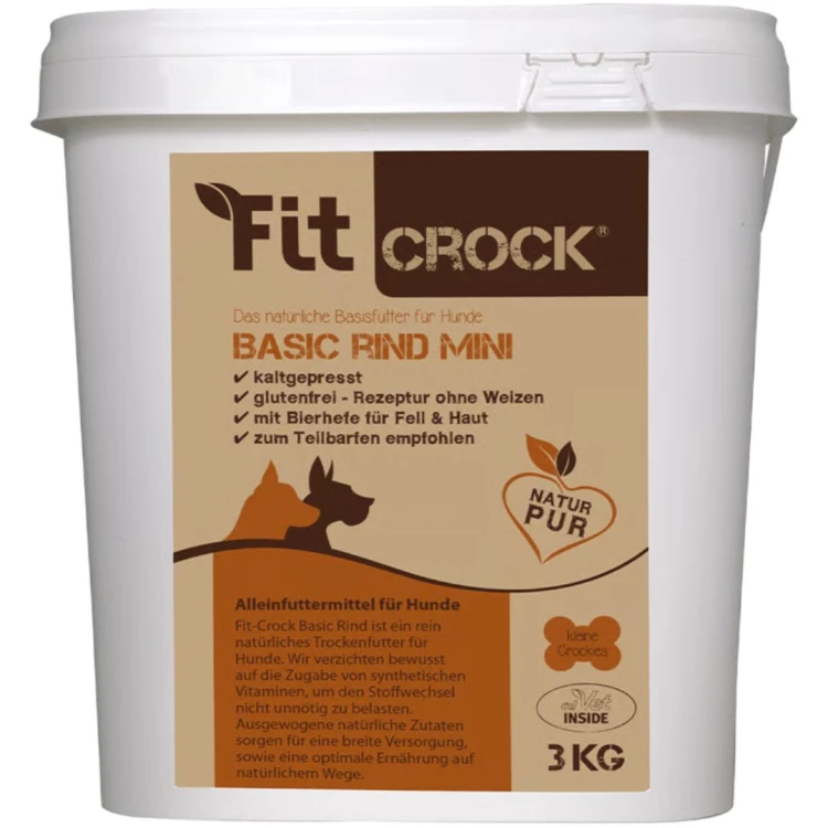 Fit-Crock Basic Wołowina Mini 3 kg - naturalna karma tłoczona na zimno z jagnięciną dla szczeniąt i młodych psów.jpg