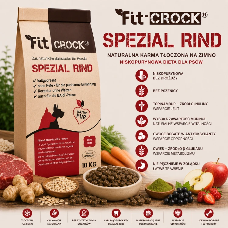 Fit-Crock Special Rind – naturalna karma niskopurynowa tłoczona na zimno z wołowiną dla psów.png