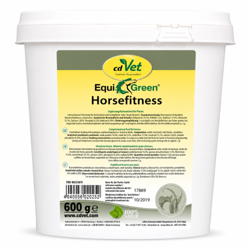 EquiGreen HorseFitness 600 g – naturalne uzupełnienie codziennej diety koni cdVet.png