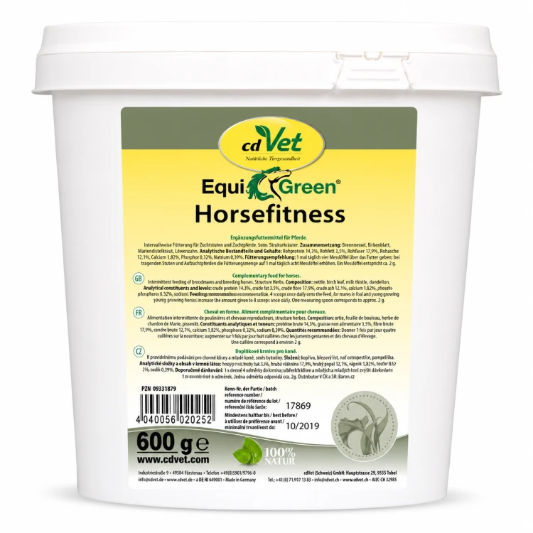 EquiGreen HorseFitness 600 g – naturalne uzupełnienie codziennej diety koni cdVet.png