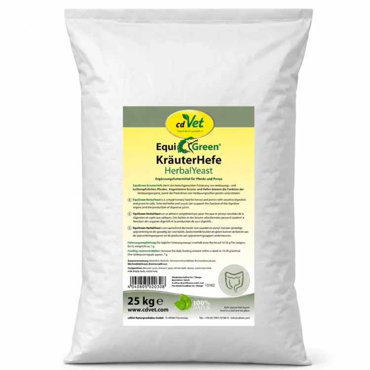 cdVet EquiGreen KräuterHefe 25 kg – naturalne drożdże ziołowe dla koni z wrażliwym układem pokarmowym i skłonnością do kolek.jpg