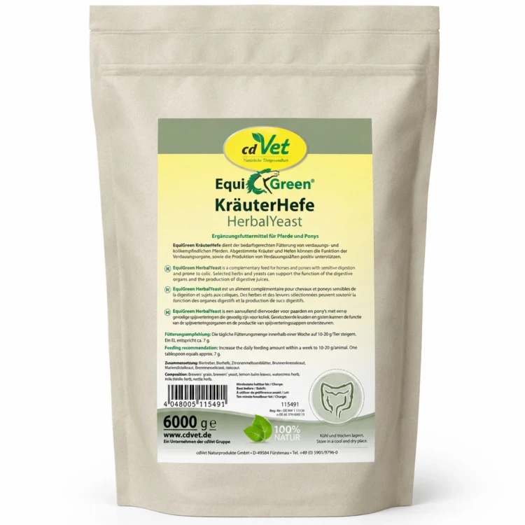 cdVet EquiGreen KräuterHefe 6 kg – naturalne drożdże ziołowe dla koni z wrażliwym układem pokarmowym i skłonnością do kolek.jpg